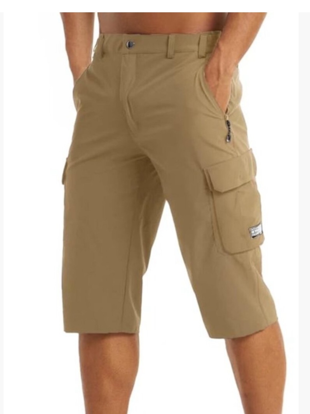 NWT magcomsen Men's Cargo Long Shorts in Khaki size 34